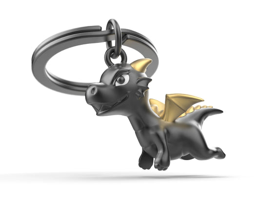 Flying Dragon Black Keychain