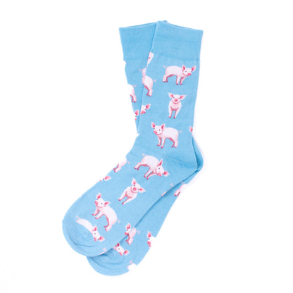 Pink Pigs Socks - Blue