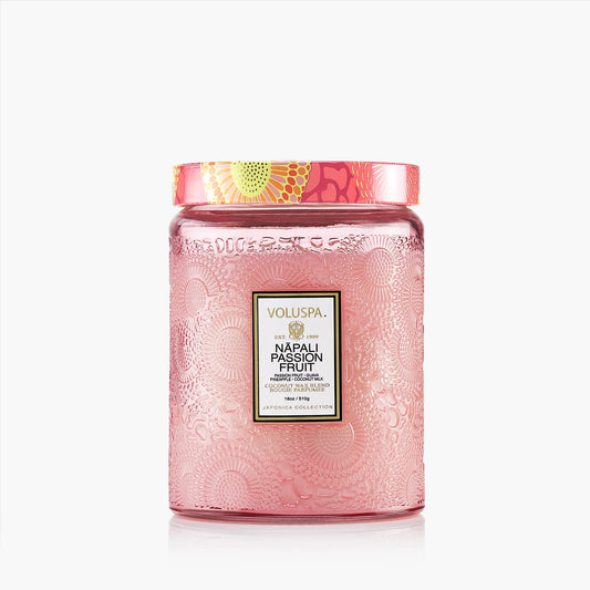 Large Embossed Glass Candle - Napali Passion Fruit