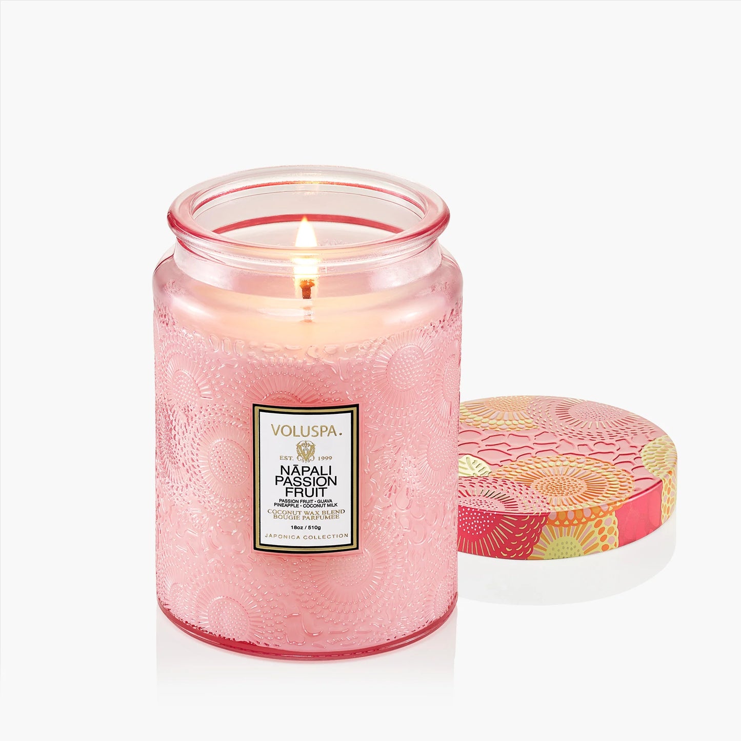 Large Embossed Glass Candle - Napali Passion Fruit