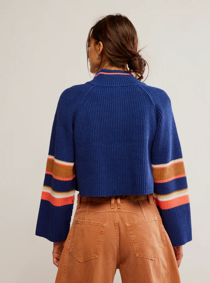 Striped Greta Half Zip - Indigo Pura Combo