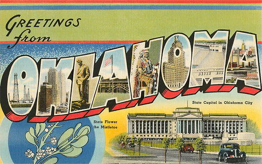 Greetings from Oklahoma Green Postcard