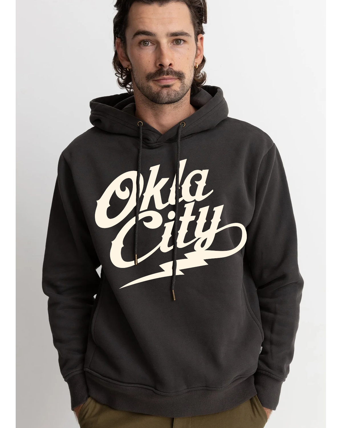 Okla City Bolt Hoodie - Charcoal Black