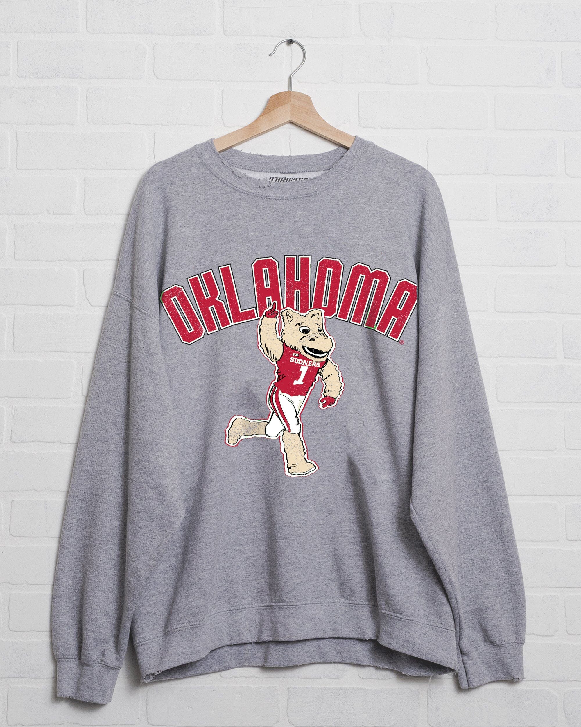 OU Sooners Cartoon Mascot Puff Thrifted Sweatshirt – Blue Seven