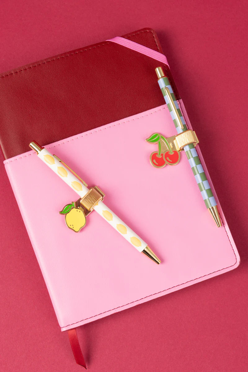 Set of 2 Pen Clips - Lemon + Cherry