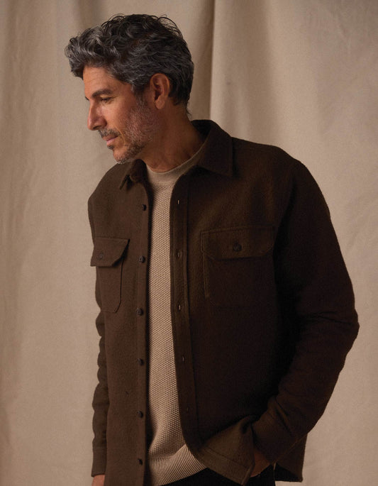 Heavyweight Chamois Overshirt - Dark Brown