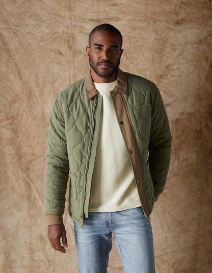 James Canvas Quilted Lodge Jacket - Moss/Cedar