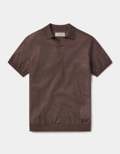 Summer Linen Blend Polo - Espresso