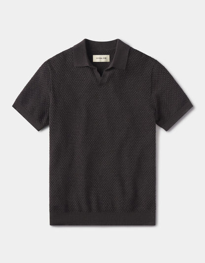 Robles Knit Jacquard Polo - Charcoal
