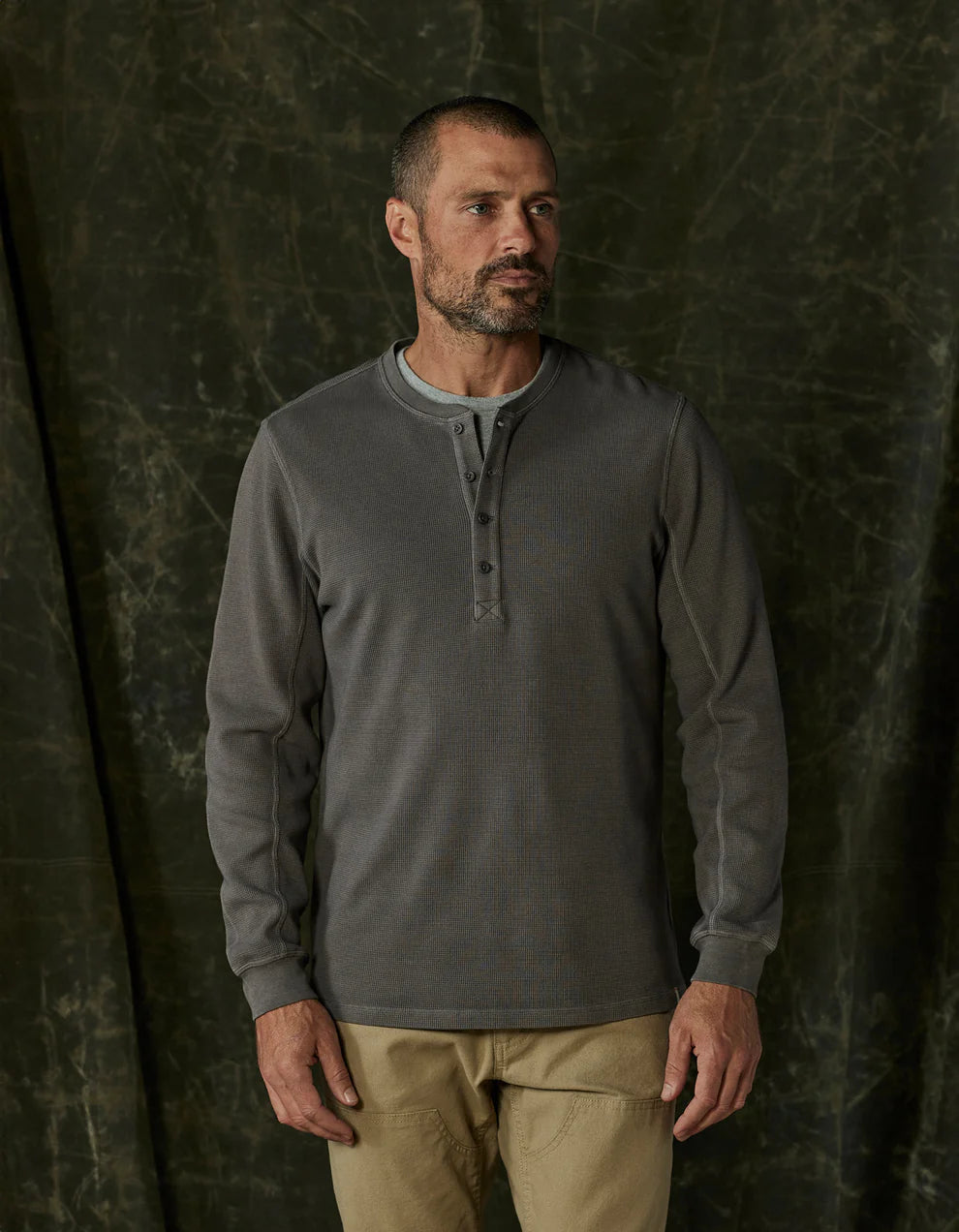 Vintage Thermal Henley - Slate