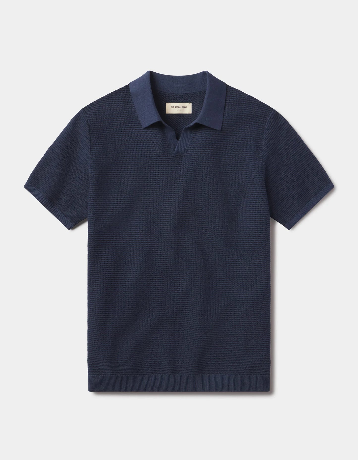 Robles Birdseye Knit Polo in Denim/Dark Navy