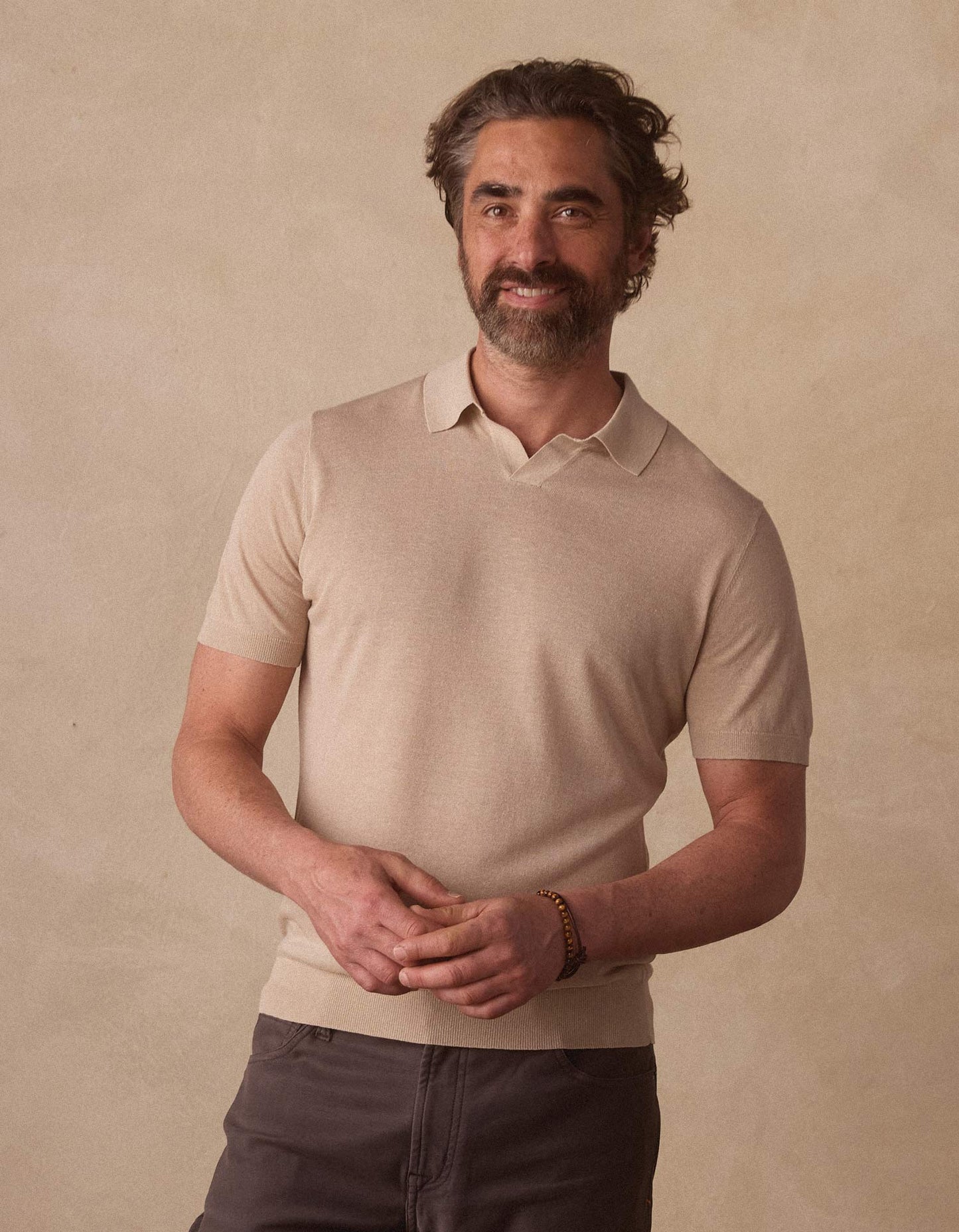 Summer Linen Blend Polo - Jute