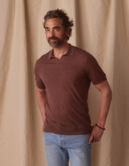 Summer Linen Blend Polo - Espresso