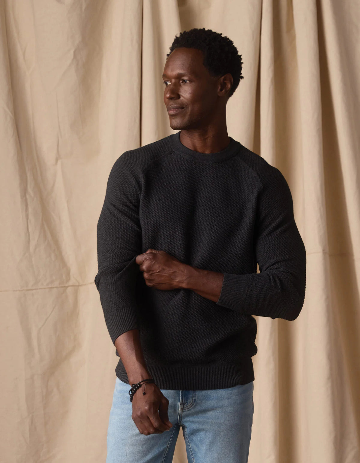 Coolmax Textured Crewneck Sweater - Charcoal