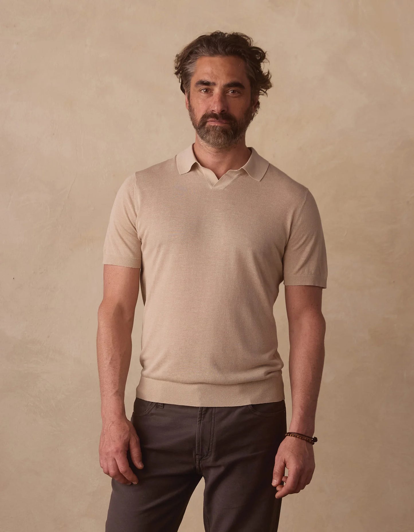 Summer Linen Blend Polo - Jute