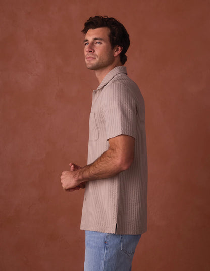 Knit Getaway Button Up - Taupe