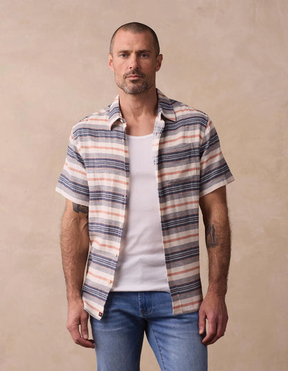 Freshwater Button Up Shirt - Adobe Rose Stripe