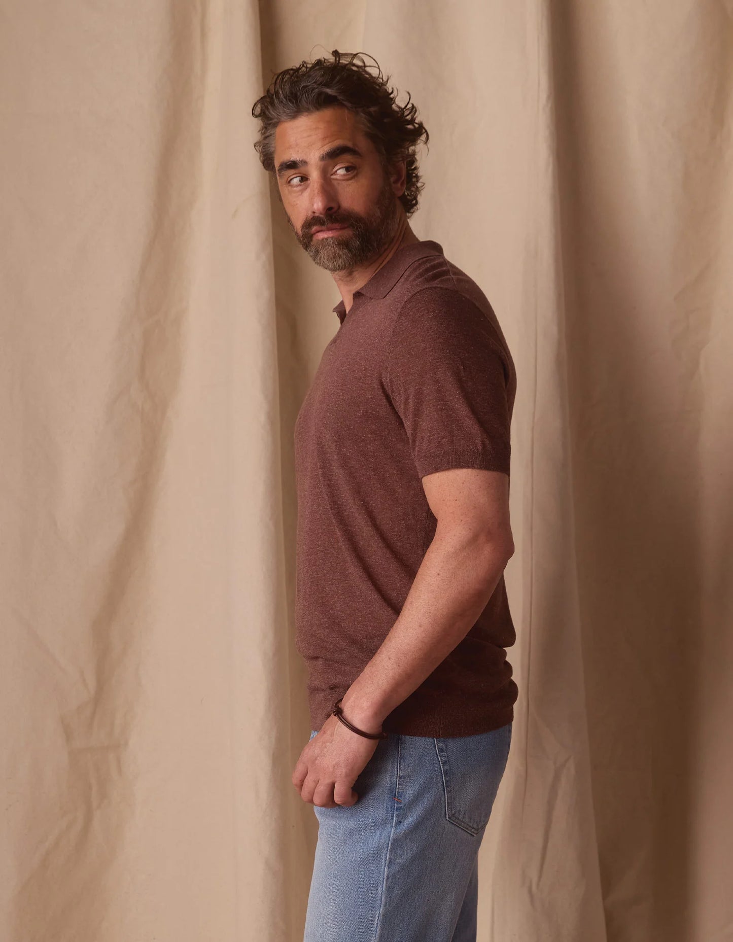 Summer Linen Blend Polo - Espresso
