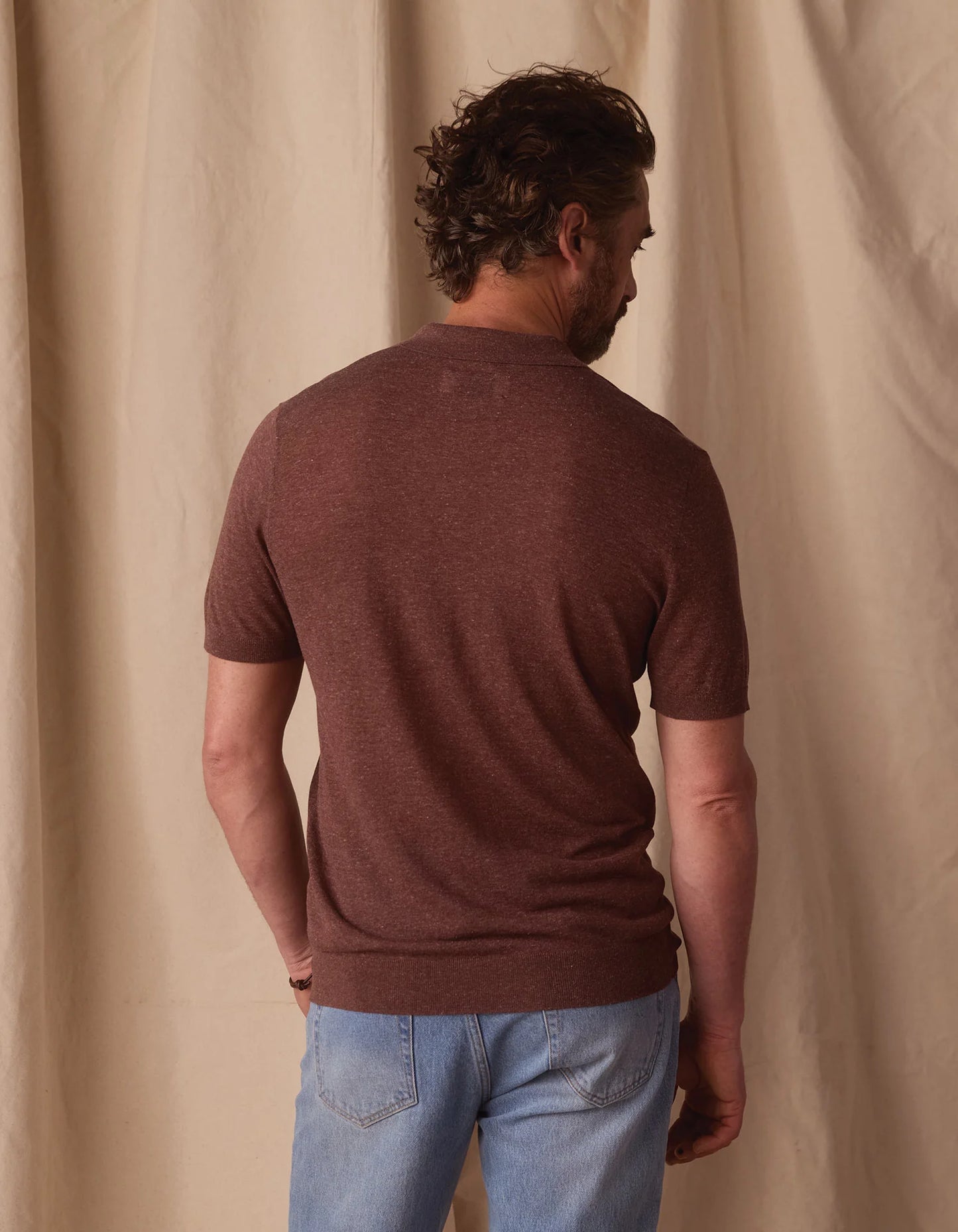 Summer Linen Blend Polo - Espresso