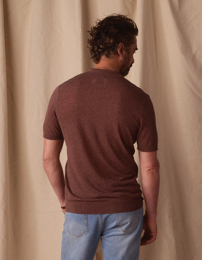 Summer Linen Blend Polo - Espresso