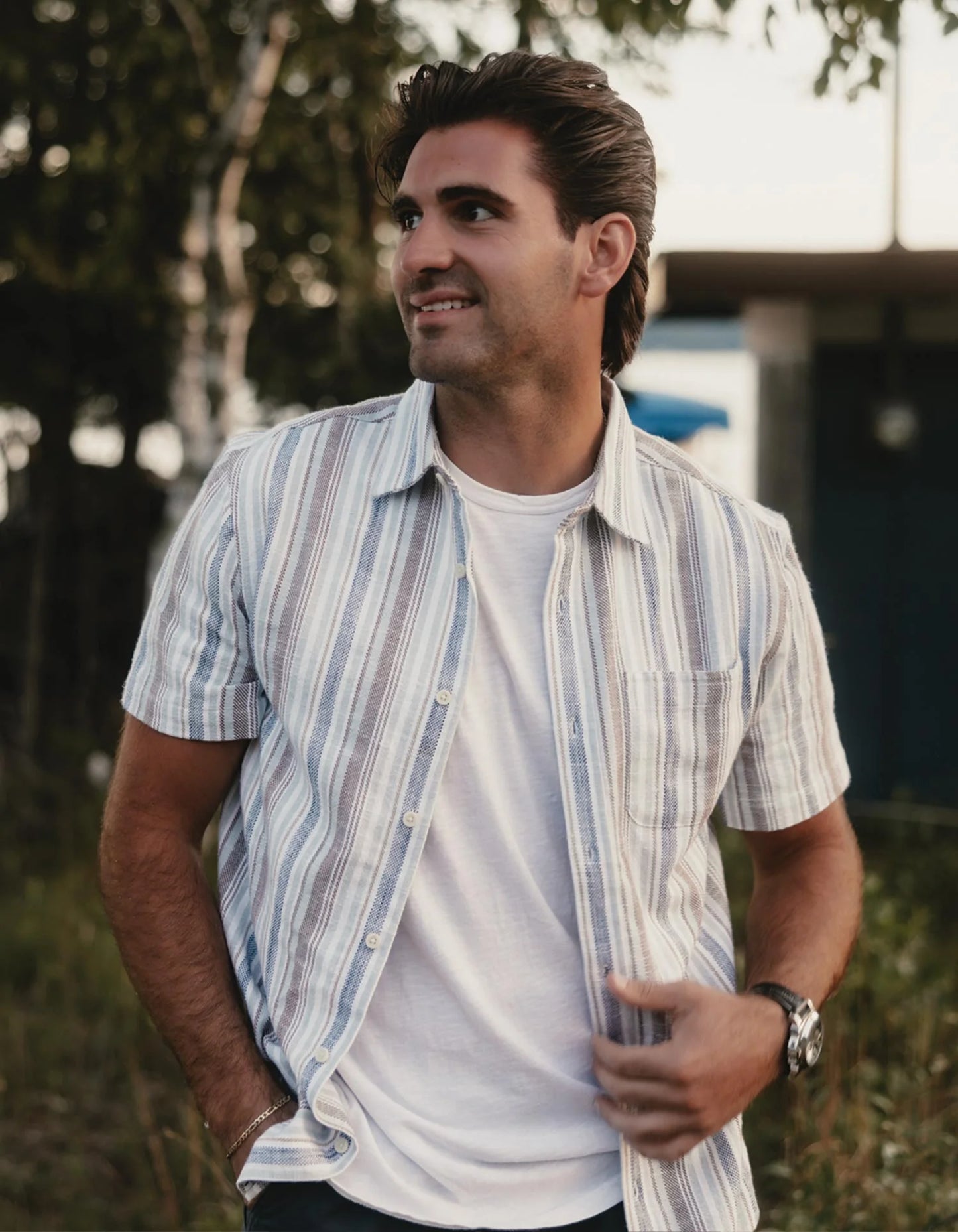 Freshwater Button Up Shirt - Misty Harbor Stripe