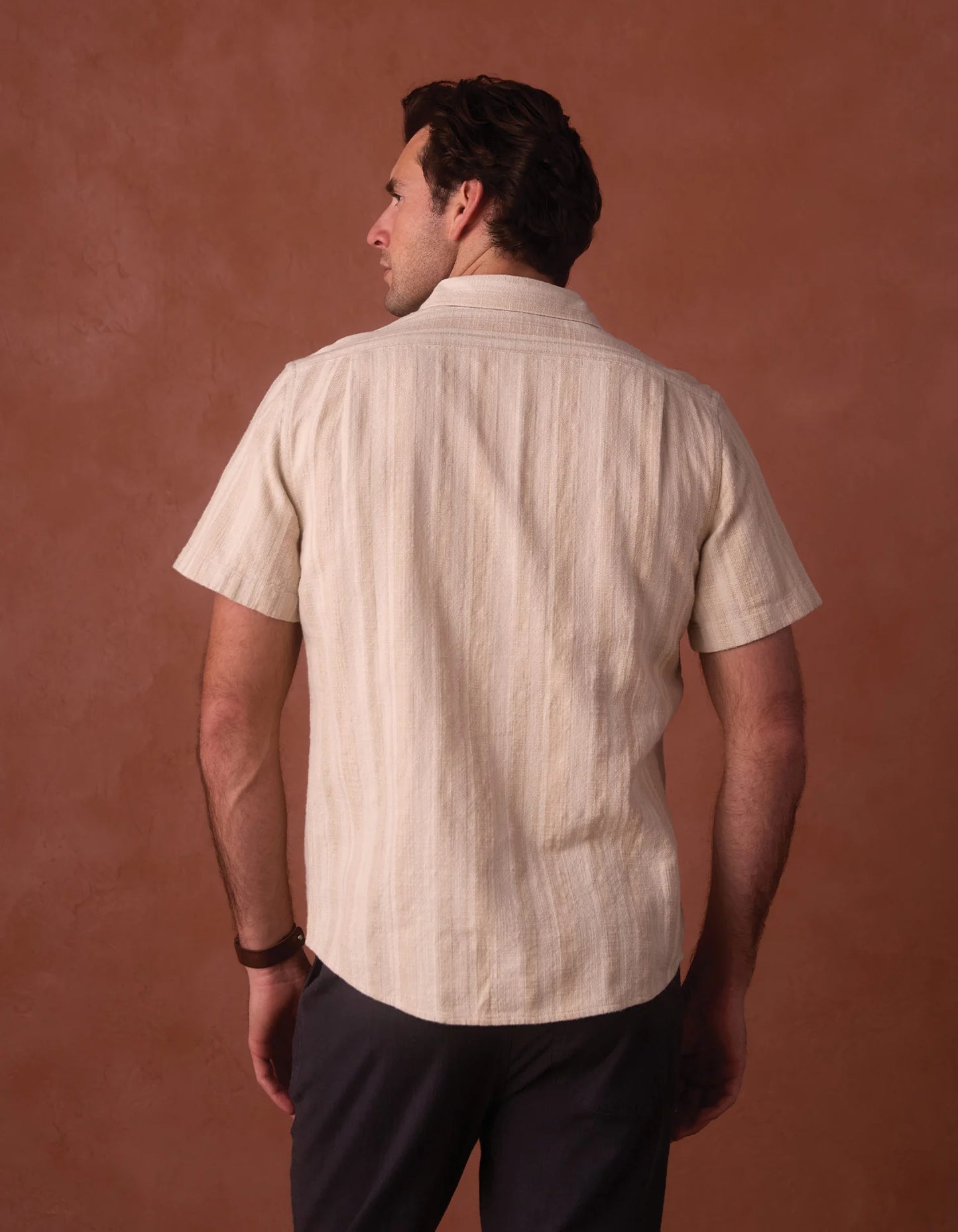 Freshwater Button Up Shirt - Sandstone Stripe