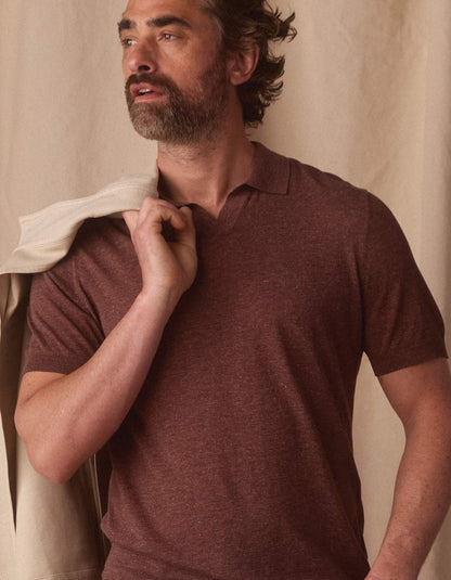 Summer Linen Blend Polo - Espresso