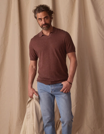 Summer Linen Blend Polo - Espresso