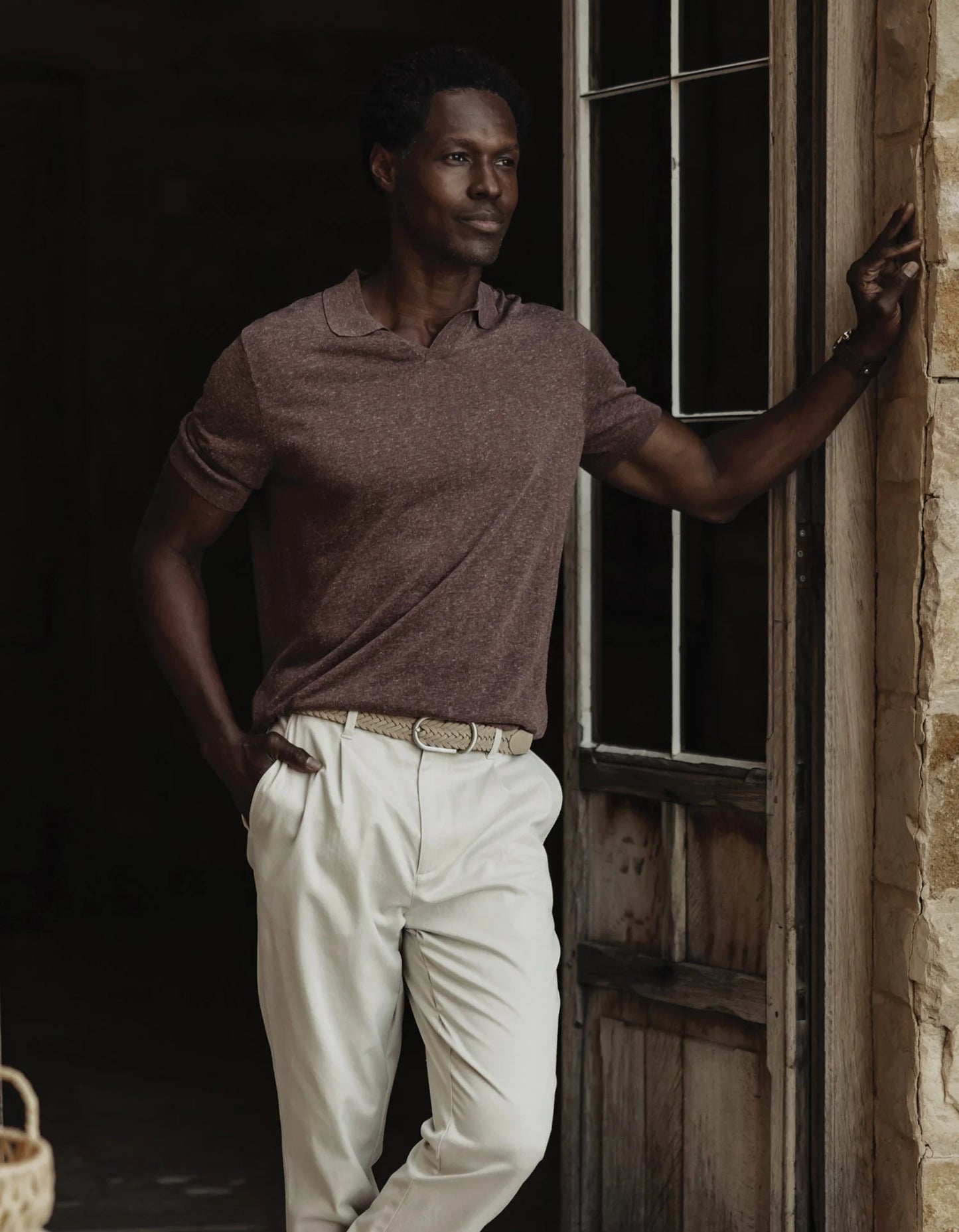 Summer Linen Blend Polo - Espresso
