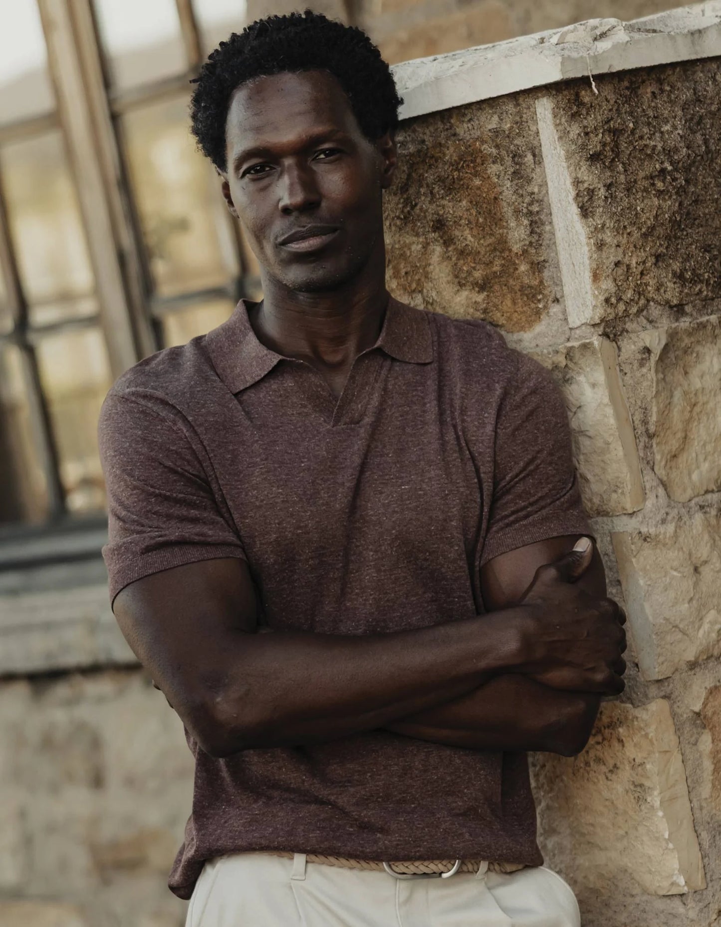 Summer Linen Blend Polo - Espresso