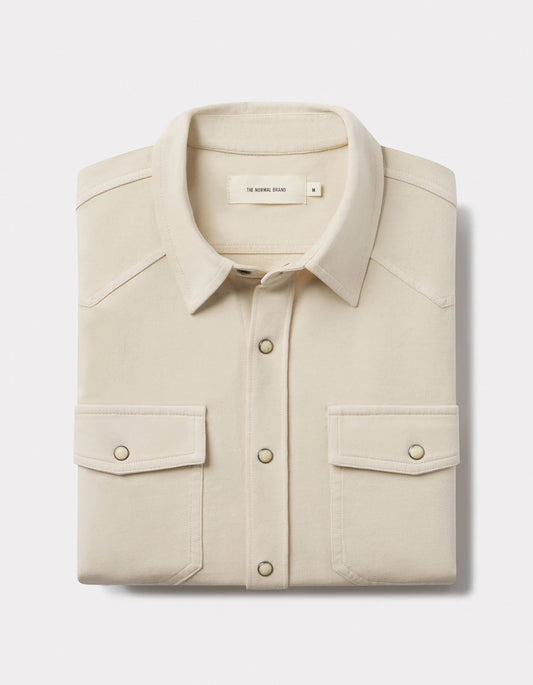 Tentoma Stretch Vintage Button Up - Bone