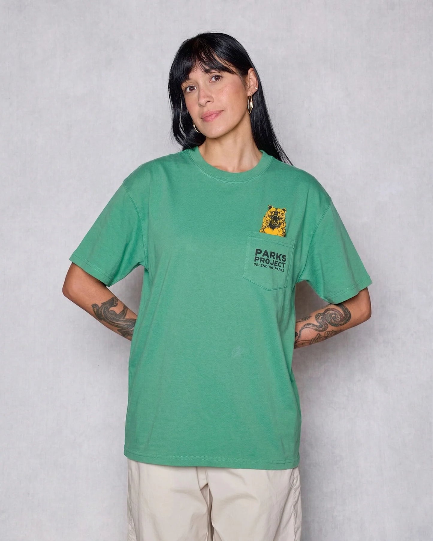 Defend the Parks Bear Pocket Tee - Sage
