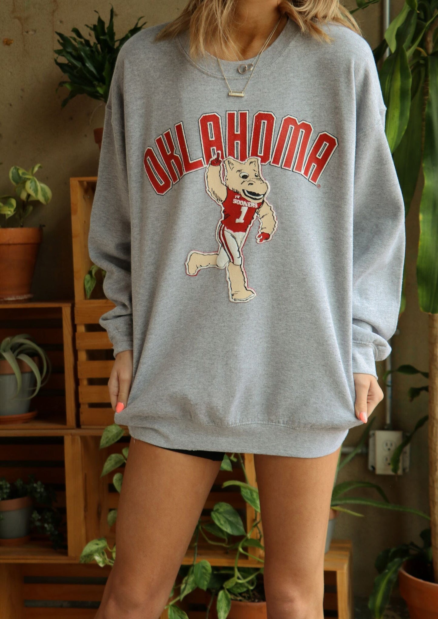 OU Sooners Cartoon Mascot Puff Thrifted Sweatshirt