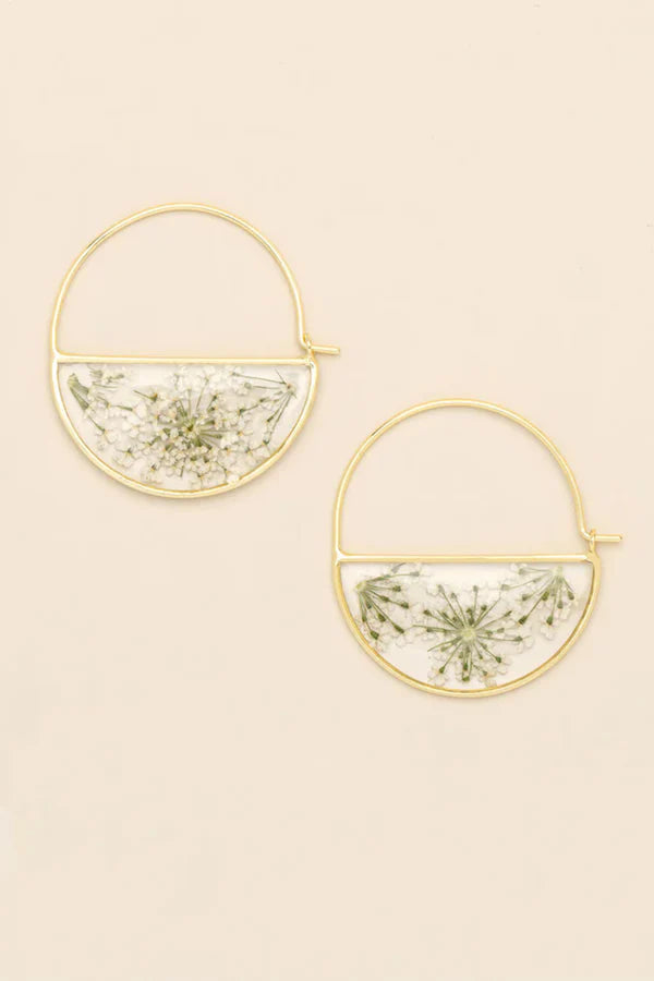 Pressed Flower Hoop Earrings