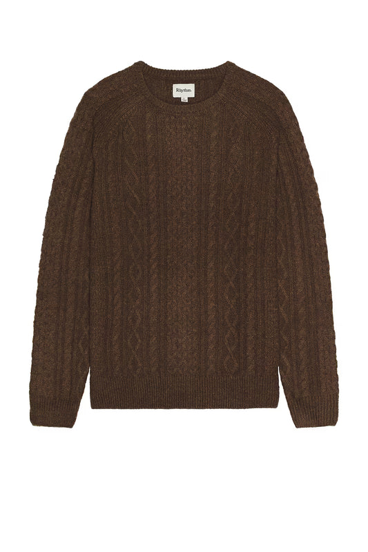 Mohair Fishermans Knit Sweater - Chocolate