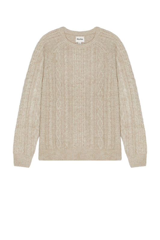 Mohair Fishermans Knit Sweater - Oatmeal