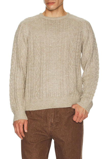 Mohair Fishermans Knit Sweater - Oatmeal