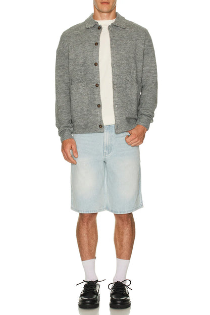 Mohair Whip Stitch Knit Shirt - Grey