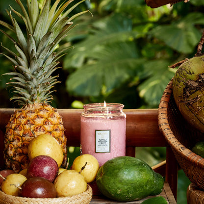 Large Embossed Glass Candle - Napali Passion Fruit