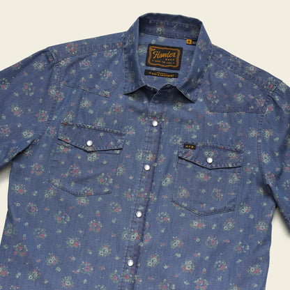 H Bar B Snapshirt - Bouquets - Washed Indigo