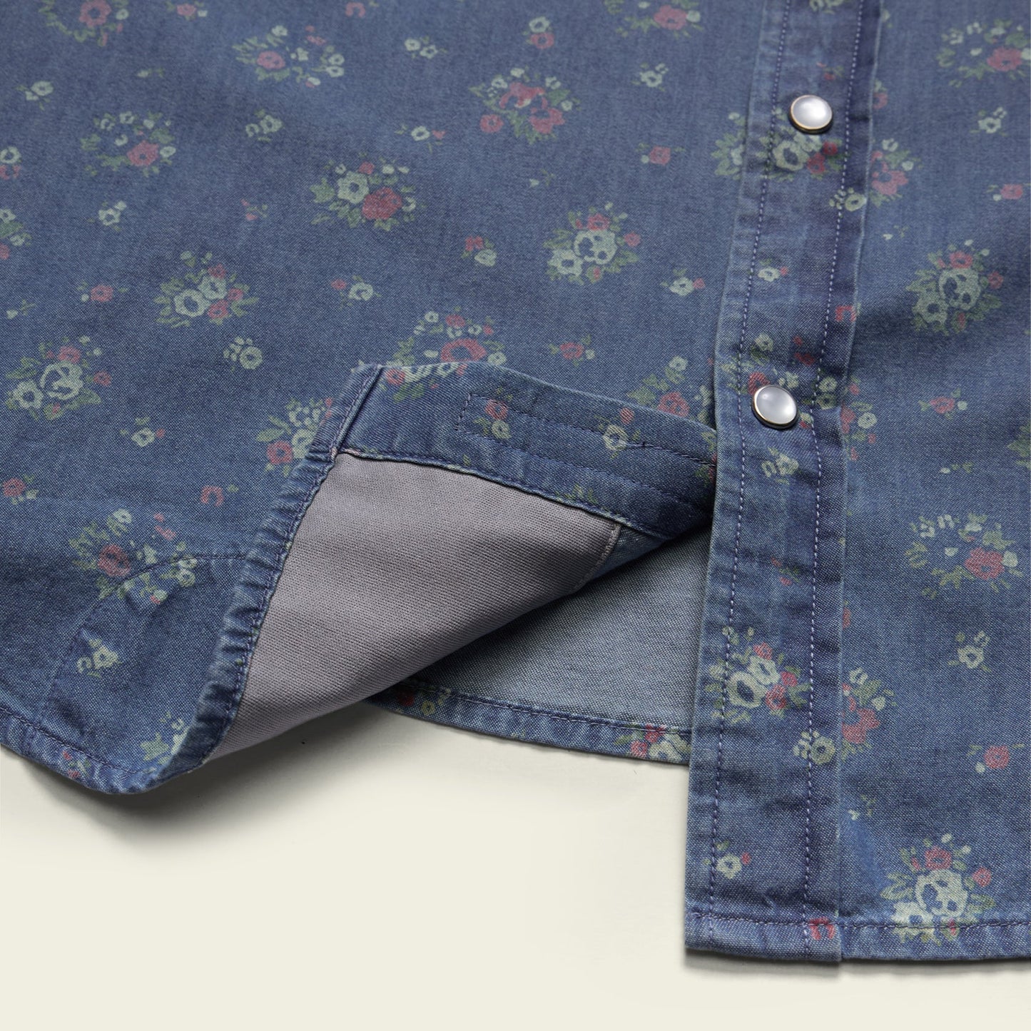 H Bar B Snapshirt - Bouquets - Washed Indigo