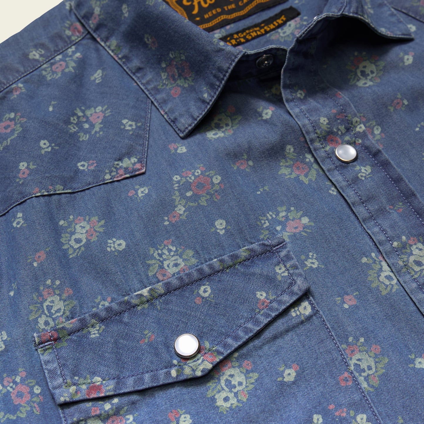 H Bar B Snapshirt - Bouquets - Washed Indigo