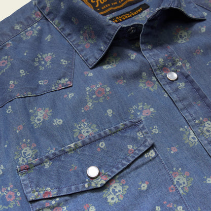 H Bar B Snapshirt - Bouquets - Washed Indigo