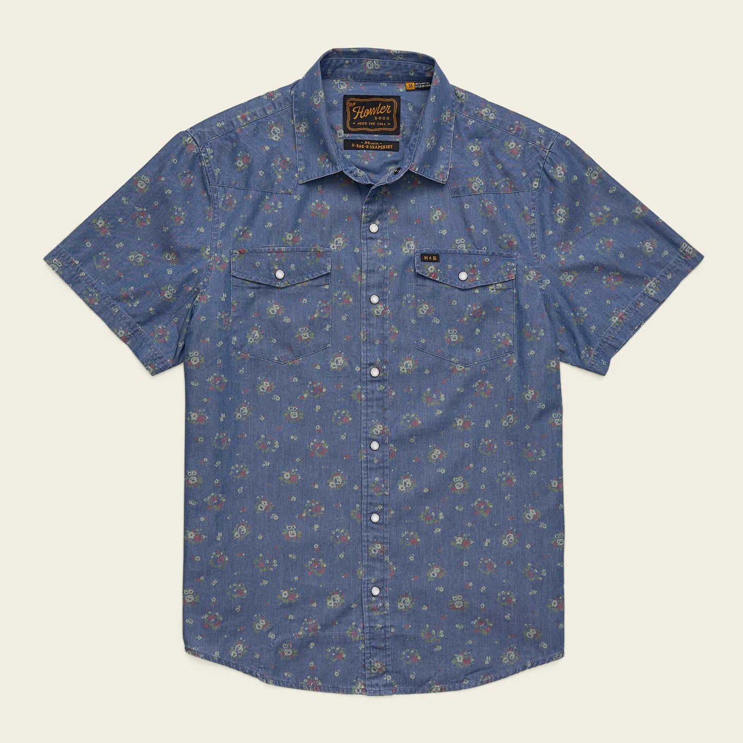 H Bar B Snapshirt - Bouquets - Washed Indigo