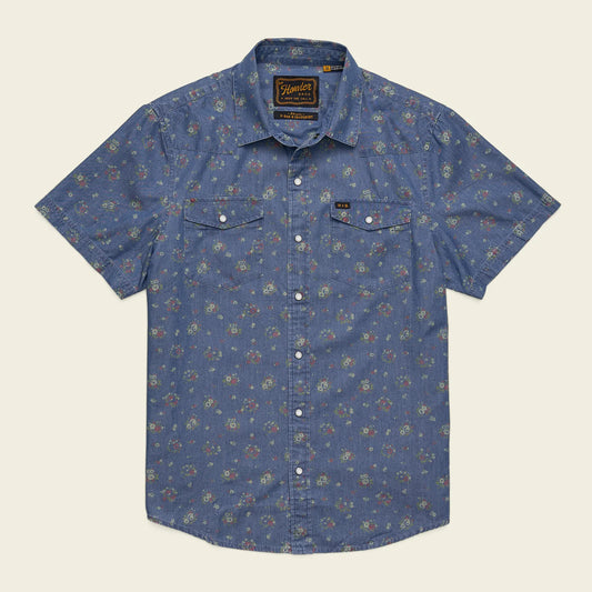 H Bar B Snapshirt - Bouquets - Washed Indigo