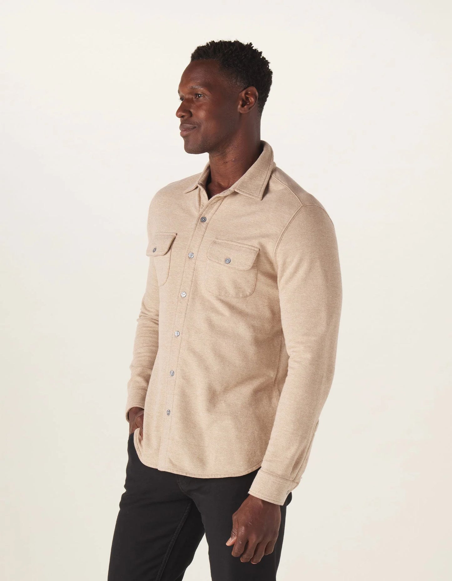 Textured Knit Shirt - Tan