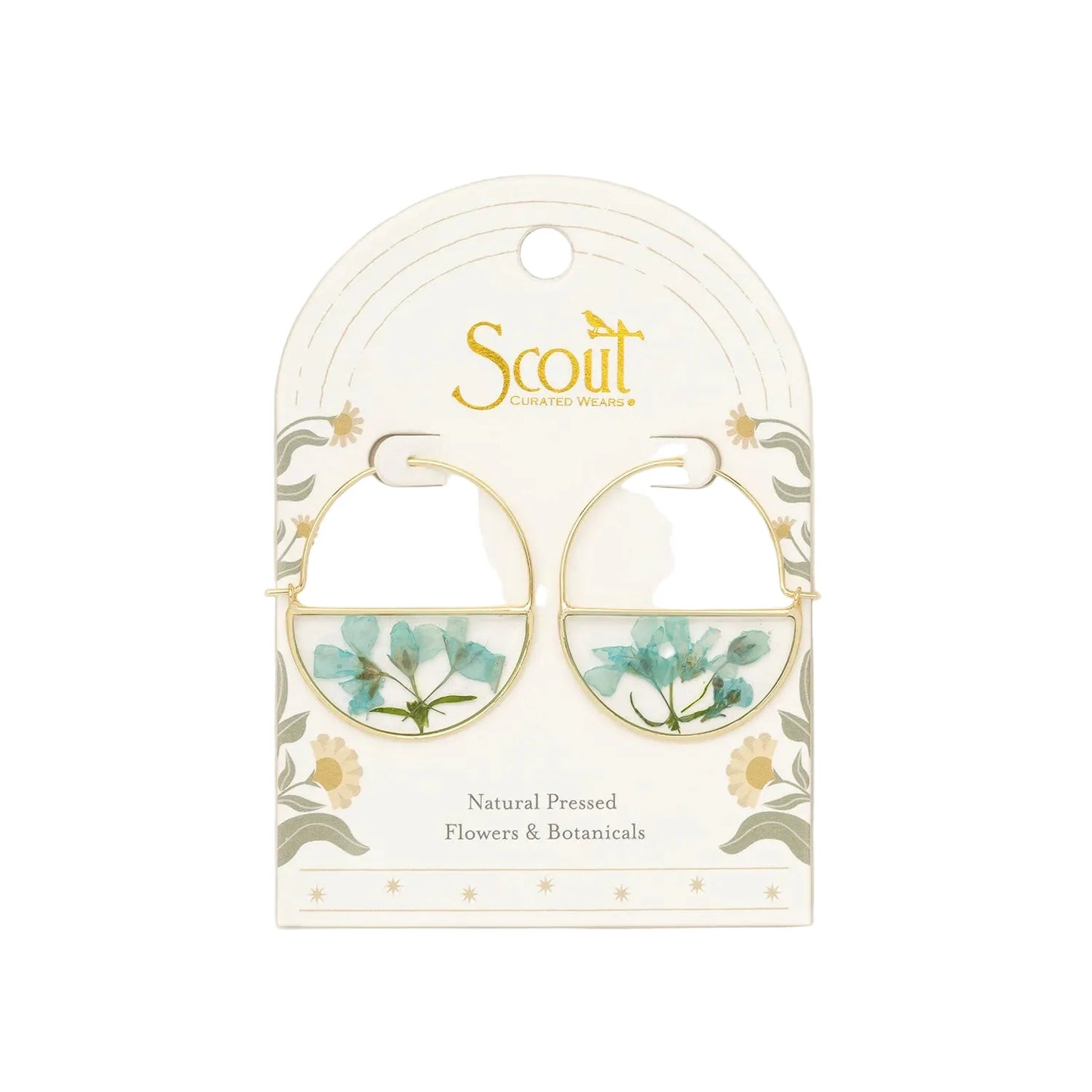 Pressed Flower Hoop Earrings