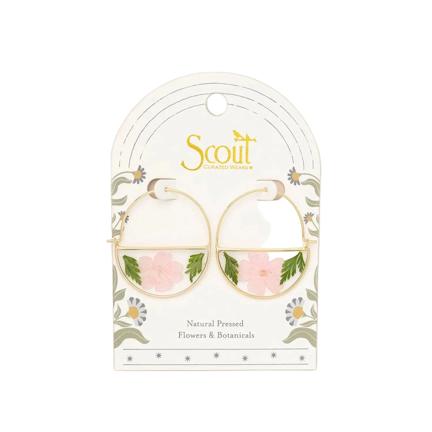 Pressed Flower Hoop Earrings