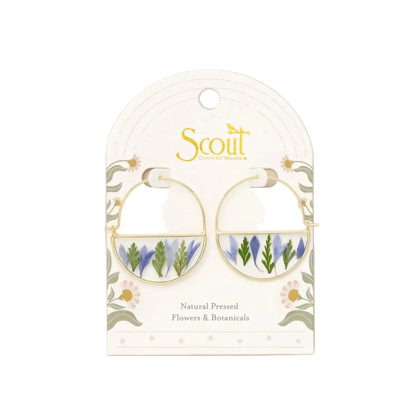 Pressed Flower Hoop Earrings
