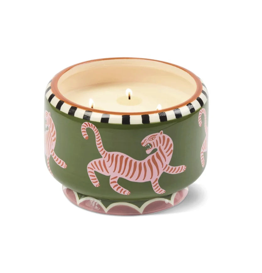 24 oz Ceramic Tiger Candle - Black Cedar